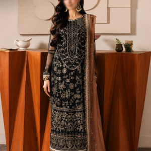 Chamak Damak by Asim Jofa Embroidered Chiffon Unstitched Suit 3 Piece AJ25H AJHE-05 - Festive Collection