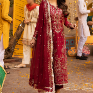 Chamak Damak by Asim Jofa Embroidered Silk Suits Unstitched 3 Piece AJ24CD AJCD-25 - Festive Collection