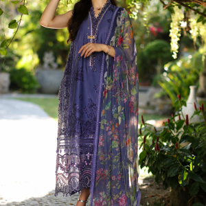 Noor By Saadia Asad Embroidered Lawn Suit Unstitched 3 Piece NSA24C D-8A - Luxury Summer Collection