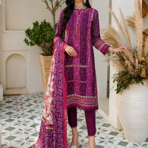 Noor By Saadia Asad Embroidered Linen Suits Unstitched 3 Piece NSA22W D2-A - Winter Collection