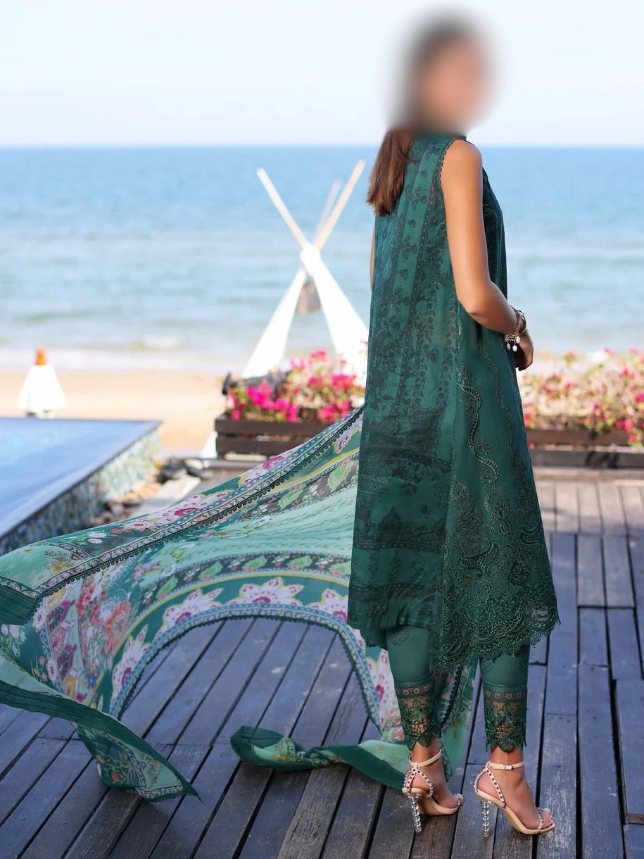 Noor by Saadia Asad Luxury Embroidered Chikankari Lawn 3Pc Suit D-01B - Image 2