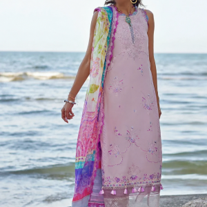 Suay by Farah Talib Embroidered Lawn Suits Unstitched 3 Piece FTA24LU FTA 10 Izumi Pink - Luxury Collection