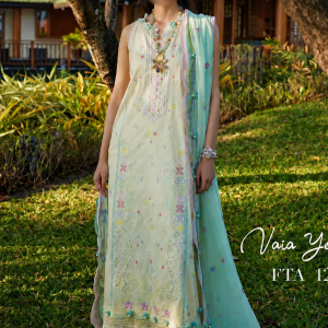 Suay by Farah Talib Embroidered Lawn Suits Unstitched 3 Piece FTA24LU FTA 12 Vaia Yellow - Luxury Collection
