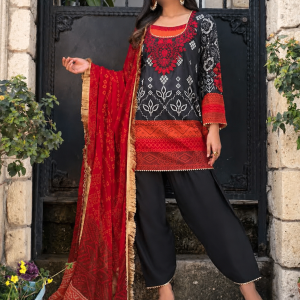 Tahra by Zainab Chottani Embroidered Lawn Suits Unstitched 3 Piece TZC21L 9B TRADITIONAL BLACK - Summer Collection