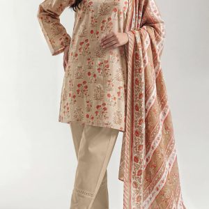 SAYA Unstitched Printed Self Strip Lawn 3 Piece U01-26009-05A